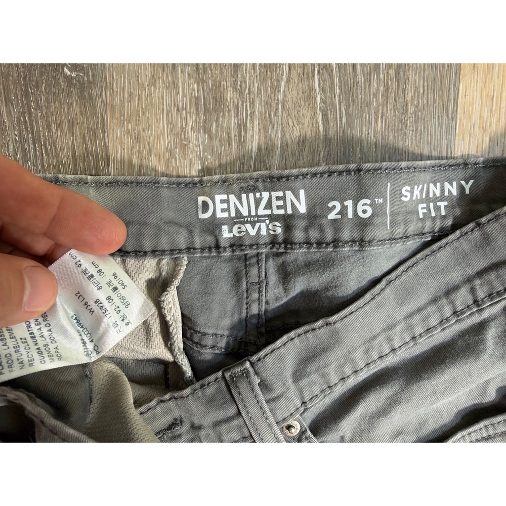 Denizen Levi's 216 Skinny Fit Pants Mens 36x32 Grey Stretch Chino Casual - Picture 2 of 8